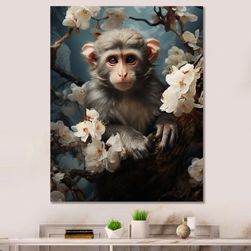 Grey Springtime floral Monkey Palette - Monkey Wall Decor
